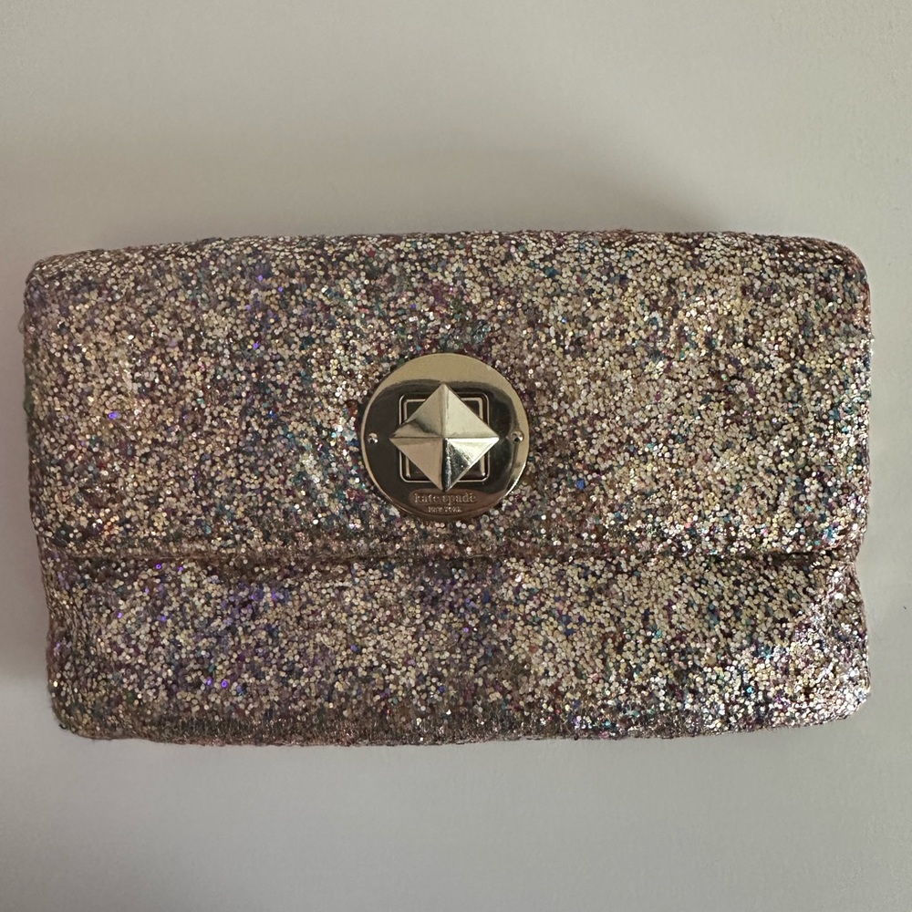 Kate Spade multicolored glitter clutch